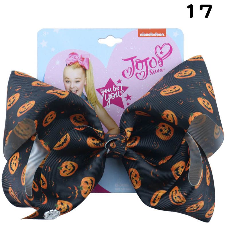 New Halloween 8inch Jojo Siwa Bows Girls Hair Clips Pumpkin Jojo Siwa