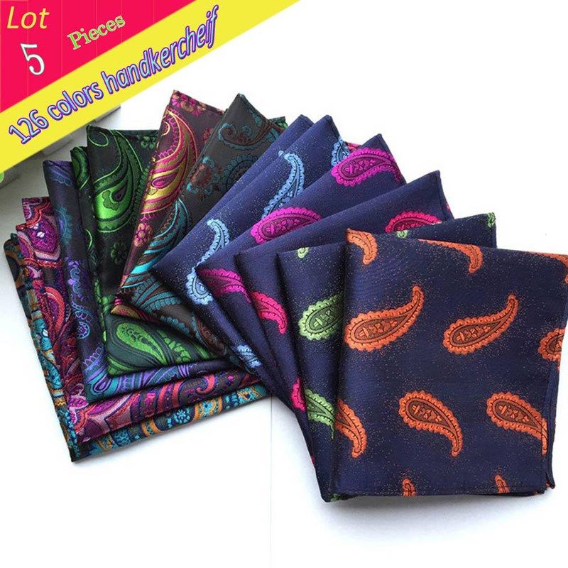 Lot 5 Pcs Men/'s Handkerchief Silk Pocket Square Paisley Suit Hanky Wedding Party
