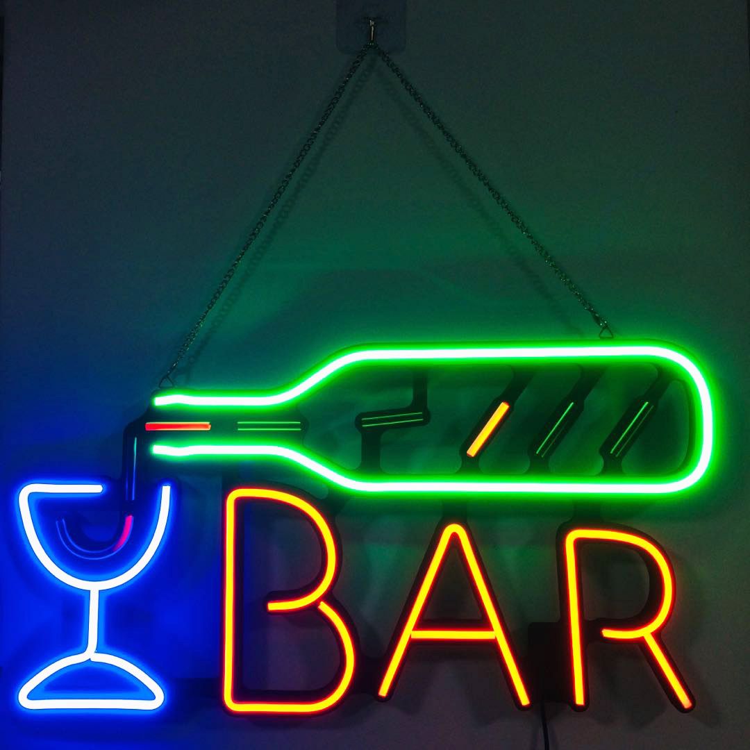 Colorful LED BAR Neon Sign Light Juice Letter Party Neon Lamp With ...