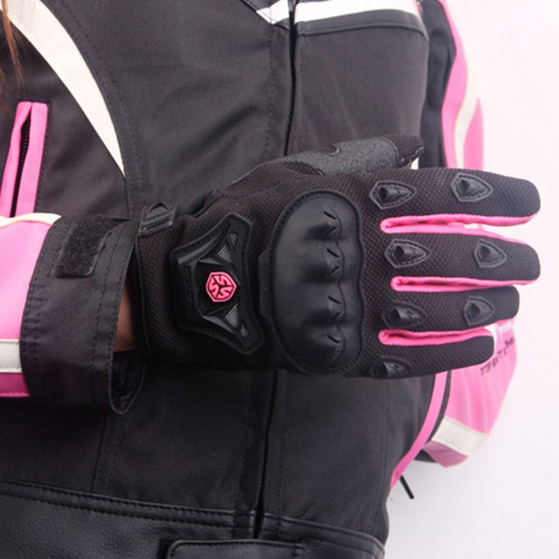 GANTS MOTO FEMME PRO BIKER AVEC PROTECTIONS ROSE-NOIR GANTS MOTO S-M-L