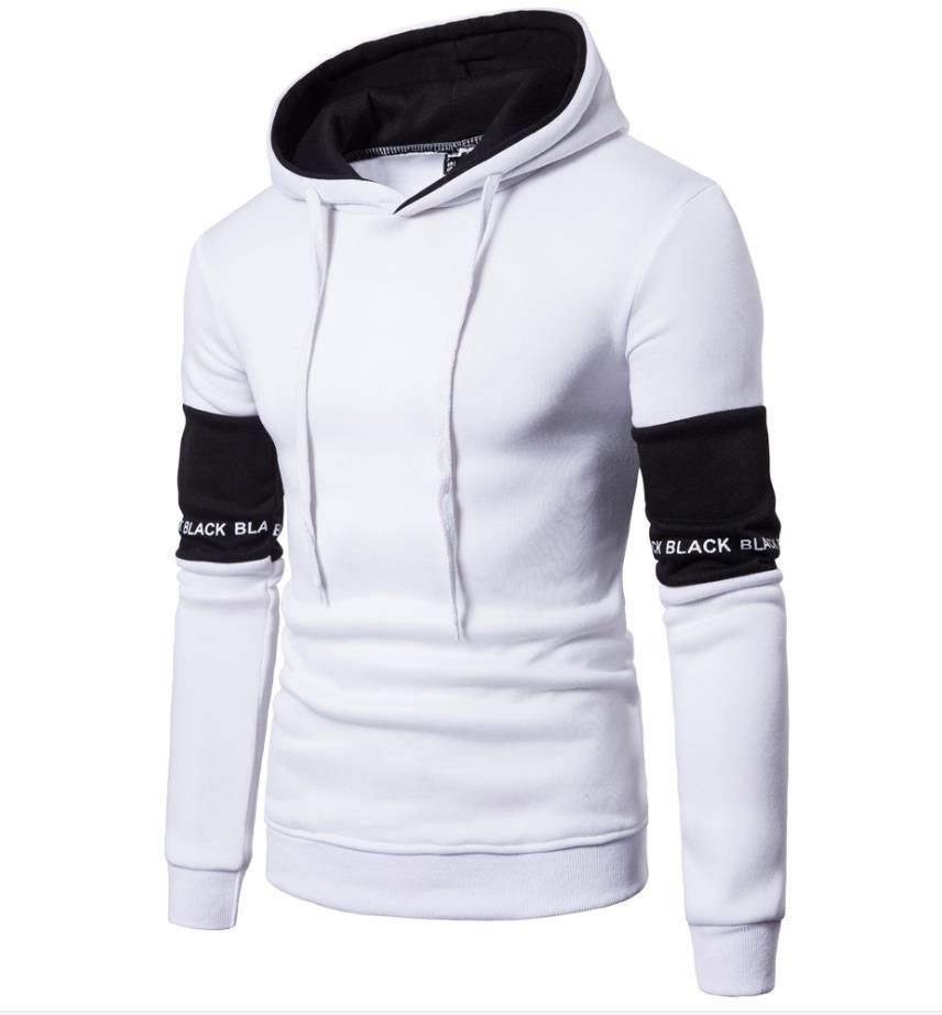 Compra De Color Blanco Y Negro Letra De La Impresión Con Capucha De Los  Hombres Del Remiendo Del Diseño A Juego Del Color Del Raglán De La Manga De  Los Hombres Sudadera