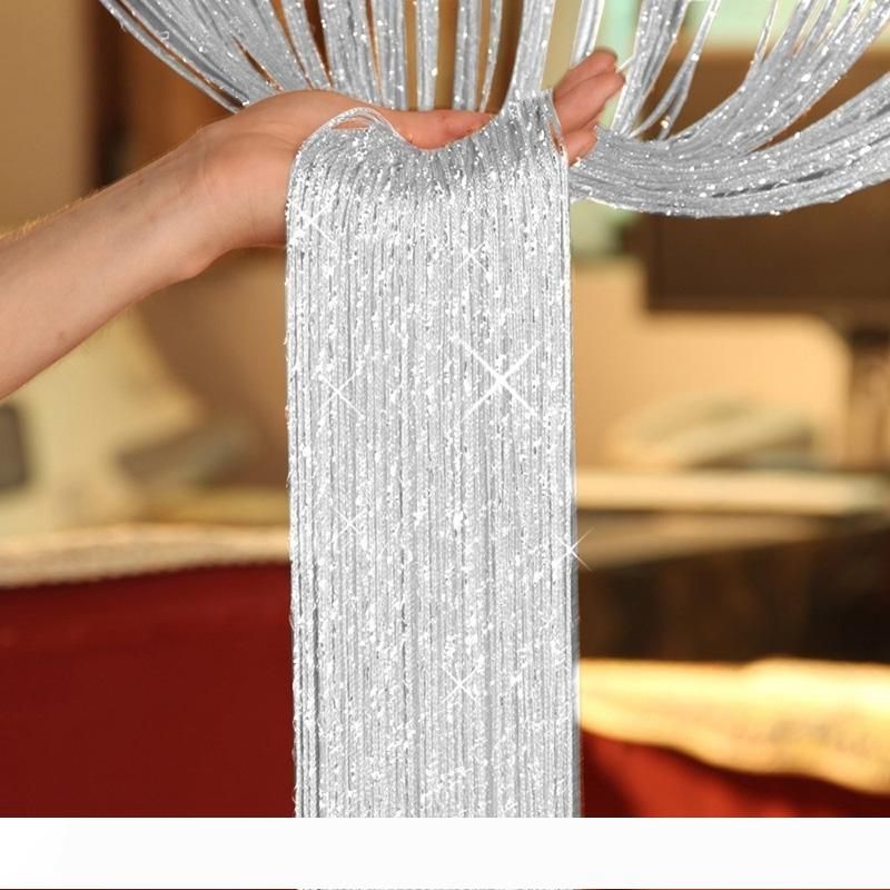 satin al moda 200cm 100cm sineklik fringe puskul perde dize sparkle perdeler odasi bolucu kapi pencere dekorasyonu ev dekorasyon tl250 42