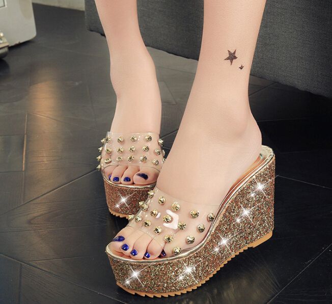 transparent wedge heel sandals