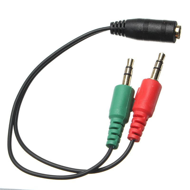 3.5mm Earphone Adapter Jack Female To 2 Dual 3.5mm Male Headphone Mic
