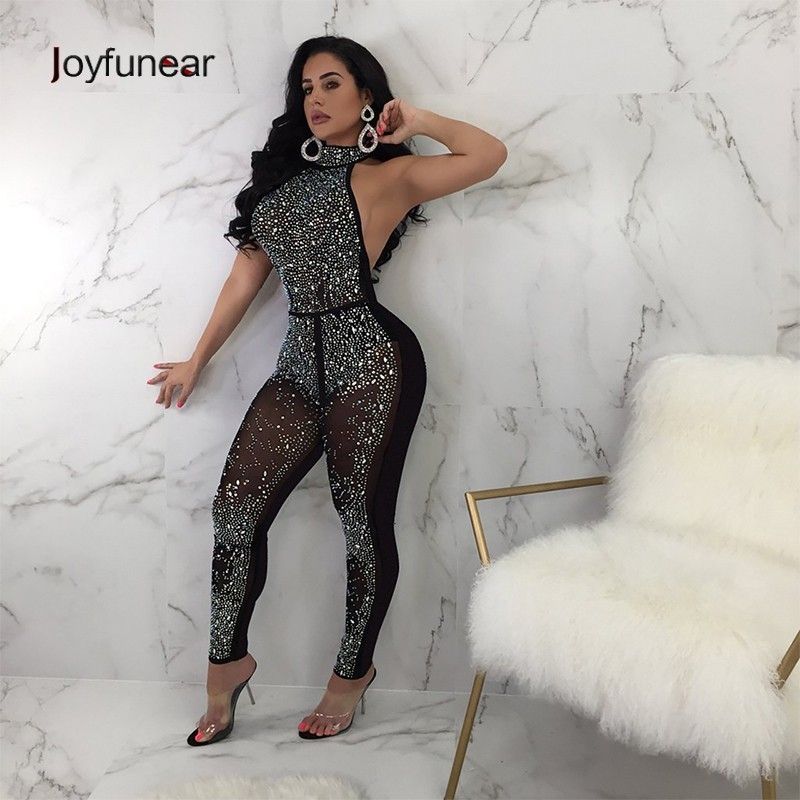 Acquistare Tuta Da Donna Pagliaccetti Joyfunear 2021 Tuta Trasparente Sexy  Tuta Donna Senza Maniche Senza Maniche Tuta Estate Strass Perla Strass  Economico | Consegna Veloce E Qualità | It.Dhgate