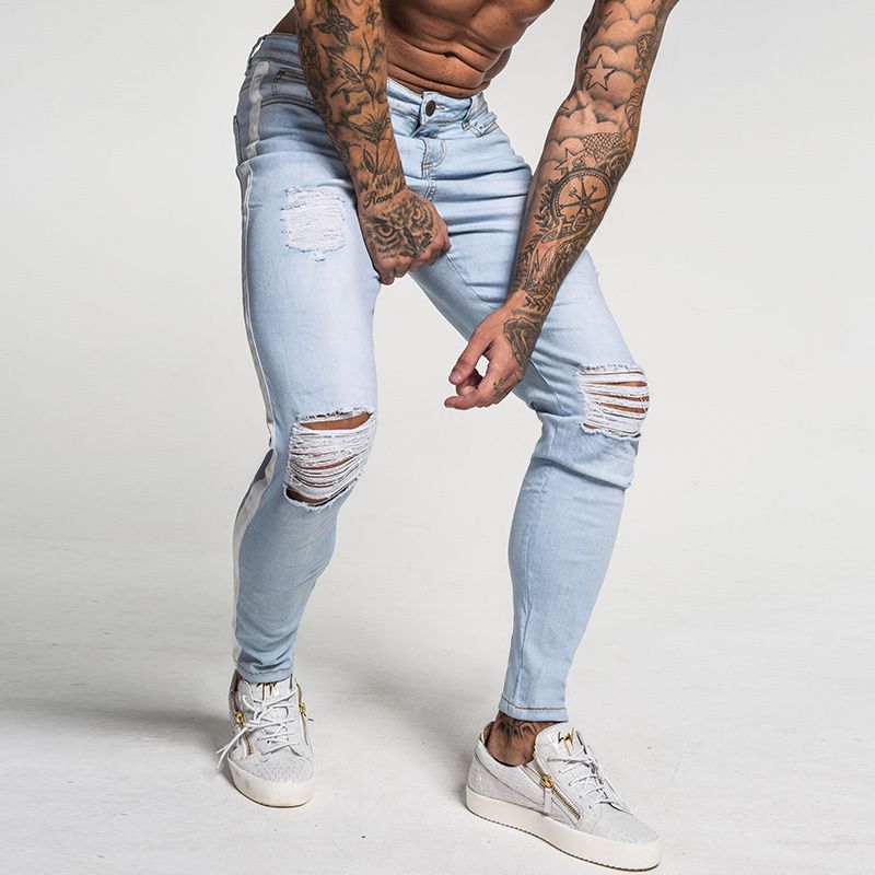 mens distressed stretch jeans