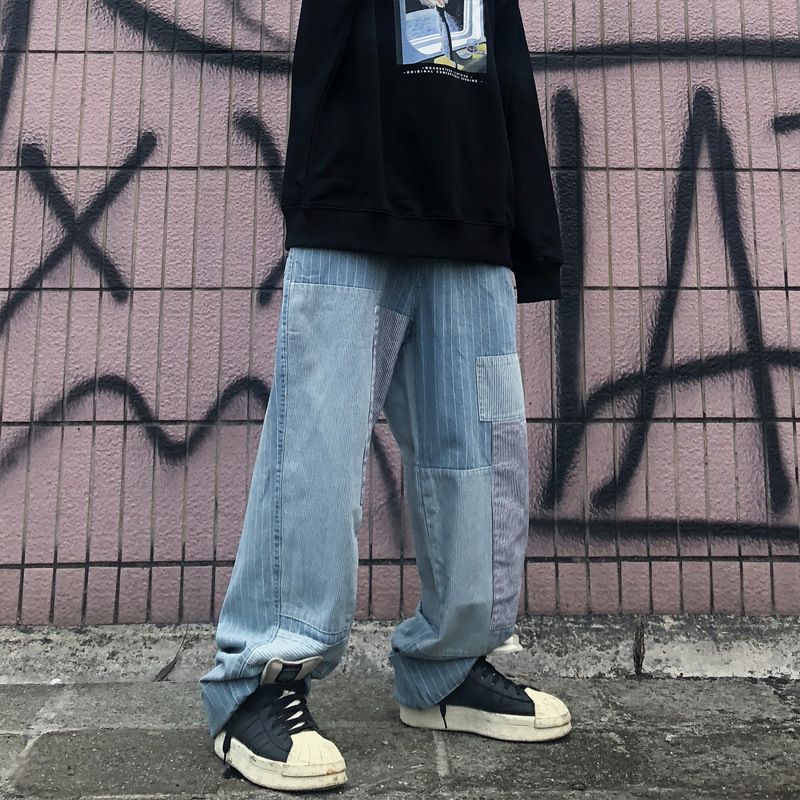 Compre Pantalones Vaqueros Masculinos Hombre Streetwear Hip Hop Casual  Denim Mendigo Pantalones Hombres Vintage Parche Rayas Pierna Ancha  Pantalones Rectos A 58,44 € Del Laorenstar | Es.Dhgate.Com