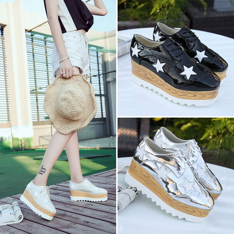 2019 Spring Vintage Oxfords Shoes For Women Platform Lace Up