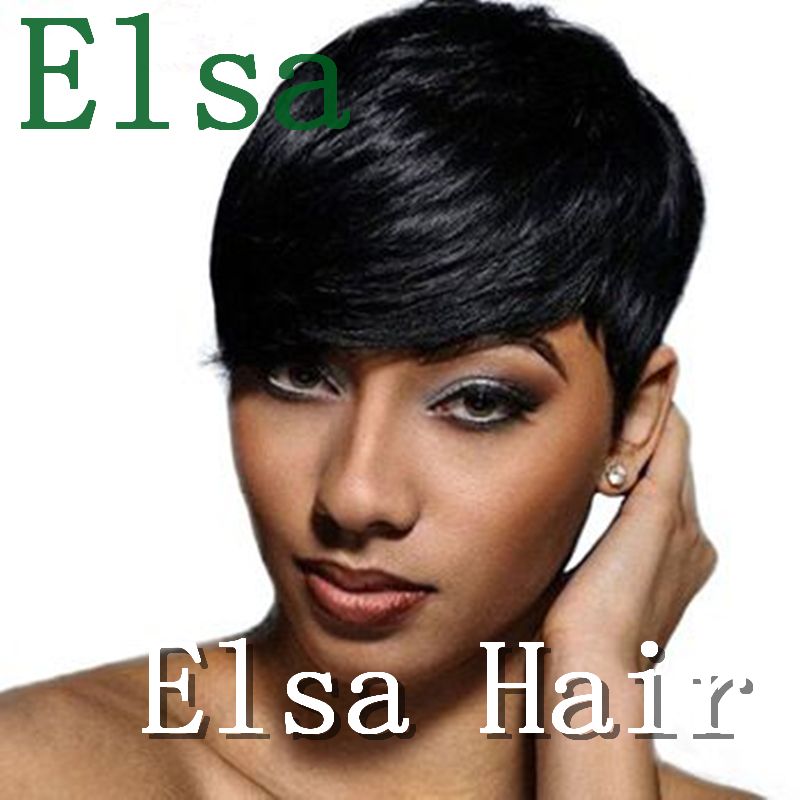 Human Hair Short Machine made Wig Long Bangs Natural Hair Pixie Cut Bob None lace front Black Wigs for Women Human Hair Short Machine made Wig Long Bangs Natural Hair Pixie Cut Bob None lace front Black Wigs for Women
