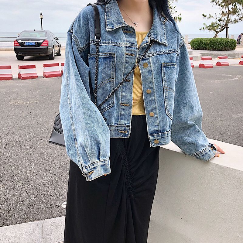 black denim jacket light jeans