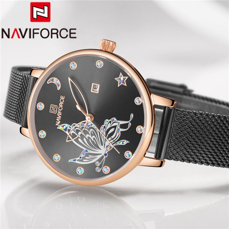 Naviforce Women Watch Top Black Ladies Wristwatch Stainless Steel Bracelet Fashion Lovely Gift Female Clock 5011 Watches Cheap Watches On Sale From Fabuline 22 39 Dhgate Com