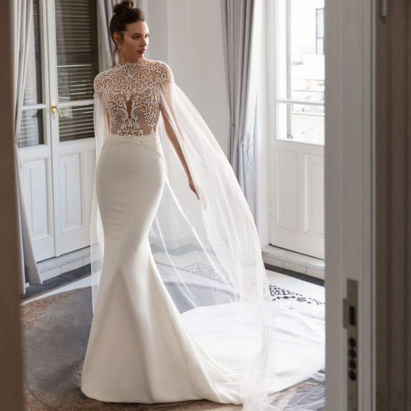 wedding dress with cape train
