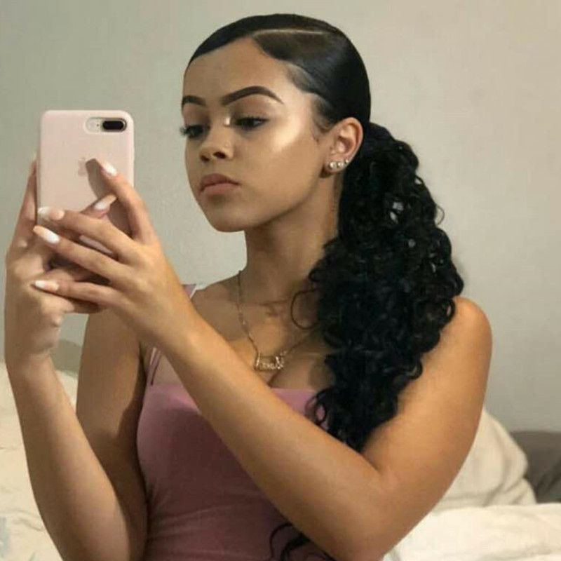 Easy Ponytail Hairstyles Clip In Human Hair Drawstring Ponytail 1b Kinky Curly Drawstring Pony Tail Curly Virgin Sleek Pony Tails 120g From Divaswigszhou 43 91 Dhgate Com
