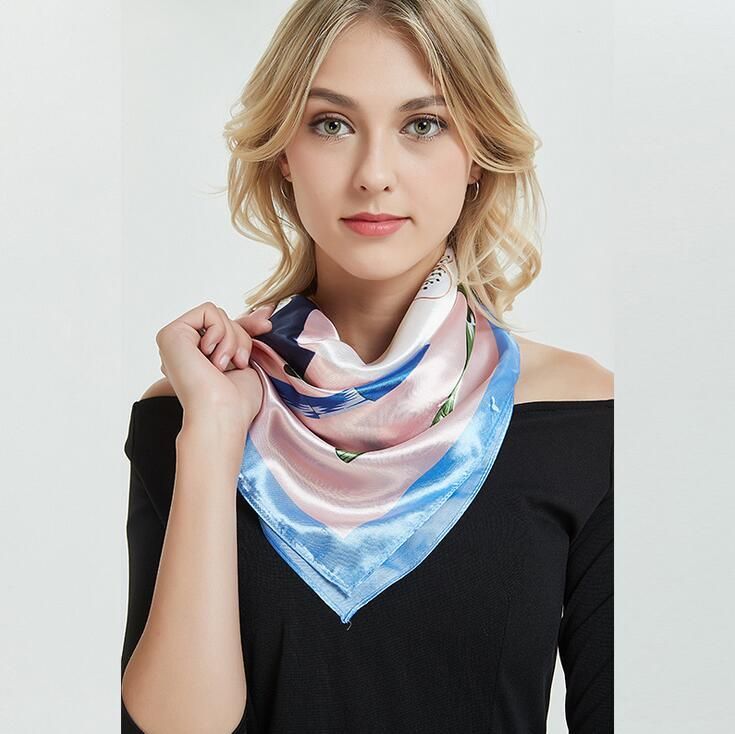 1 x ladies scarf shawl wrap silk satin woman cover 90cm square fashion scarves