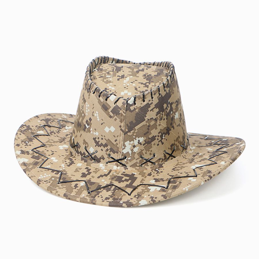 Camouflage Cowboy Hats Suede Camo Western Knight Hat Retro Brim Caps
