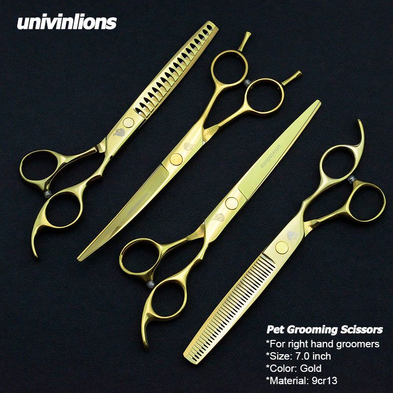 7'' Left Handed Pet Grooming Scissors Dog Groomer Cutting Curved Thinning Shears
