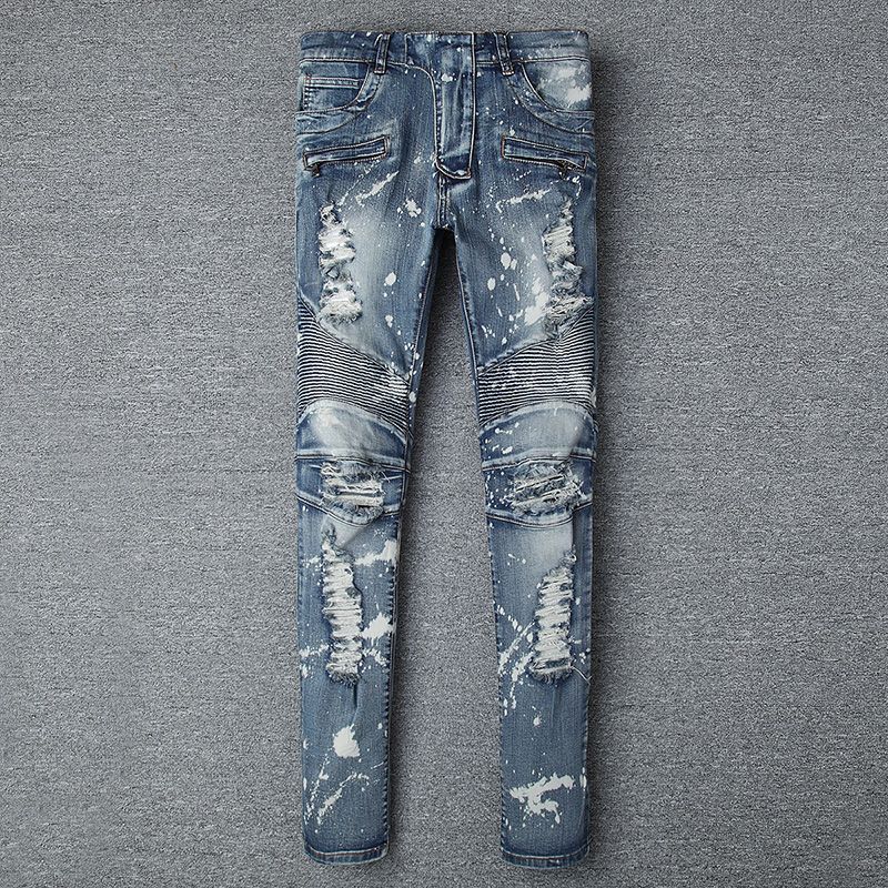 biker jeans paint splatter