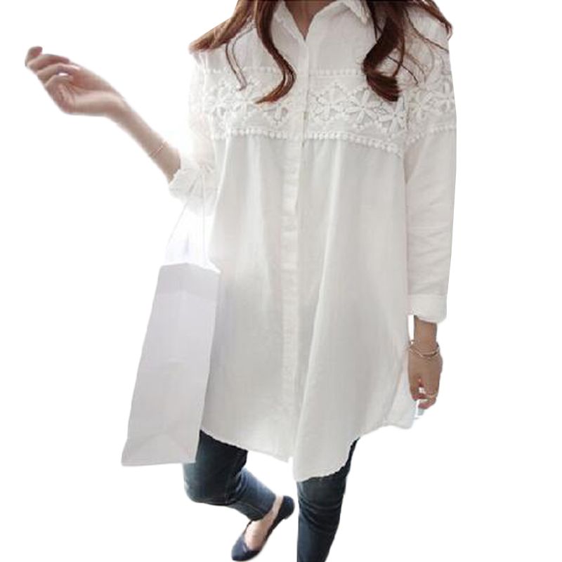 Vintage Women Lace Bell Sleeve Collar Tops Casual Lady Shirt Tunic Blouse Plus