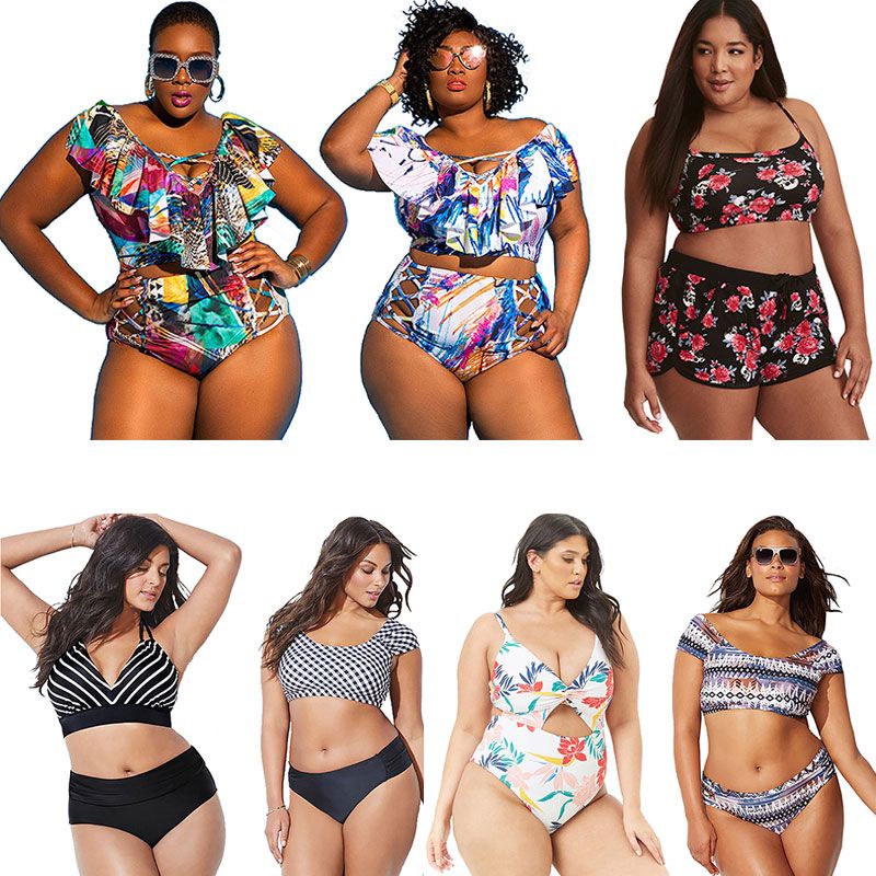 Quality Size Plus Size Swimsuits For Women Bikini 2019 Two Piece High Waist Swimwear Bikini Set One Piece Bathing Suit Beachwear Swimsuit XL 4XL And Two Piece Suits | DHgate.Com