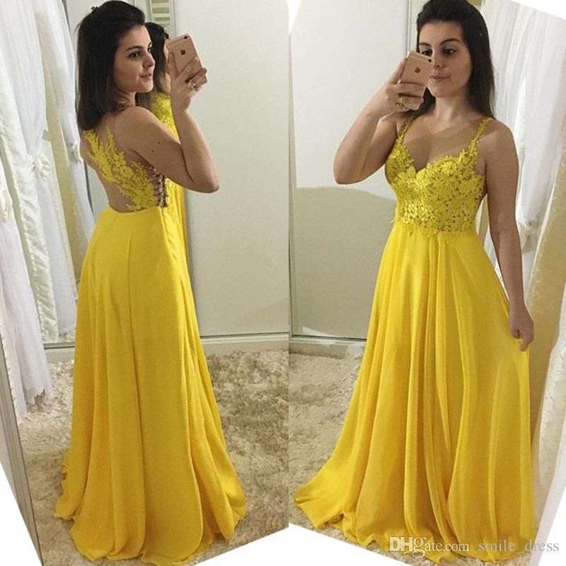 vestido de formatura amarelo longo