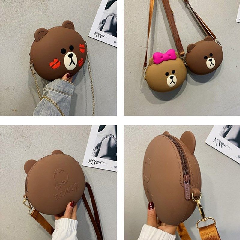 Bolsas para mujeres Nueva hombro oso de dibujos animados del bolso del teléfono