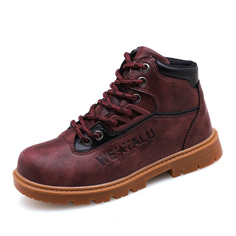 US Boys Girls Kids Leather Ankle Boots Winter Flat Toddler Martin Shoes Size 13