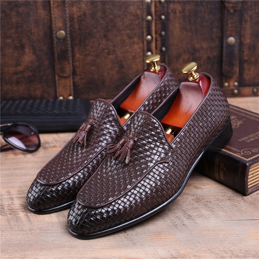 Acquista Moda Brown Tan / Nero Tessuto Design Estate Mocassini Mens Sposo Matrimonio Scarpe Da Sposa Del Cuoio Genuino Dei Ragazzi Abito Scarpe A 70,95 € Dal Wholesalestores | DHgate.Com