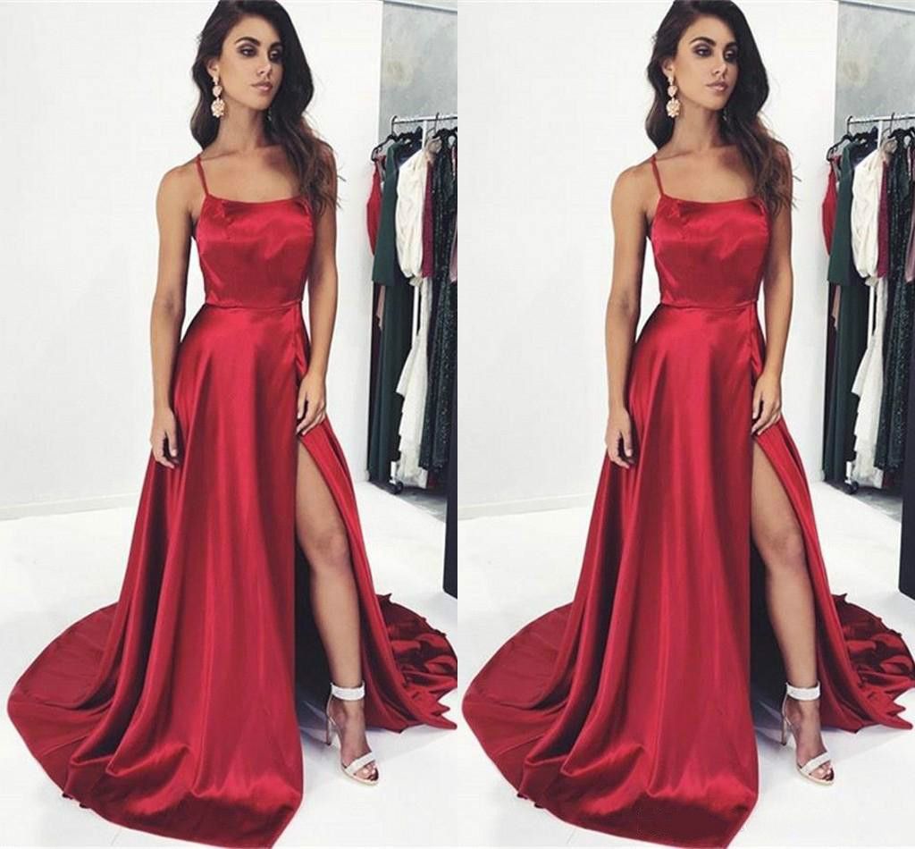 Compre Simple Elegante Vestido Rojo Oscuro Vestidos De Fiesta Sexy  Spaghetti 2020 Vestidos De Fiesta Una Línea Satinado Alto Partido Formal  Fiesta De Noche Barato A 76,99 € Del Mansaphair | Es.Dhgate.Com