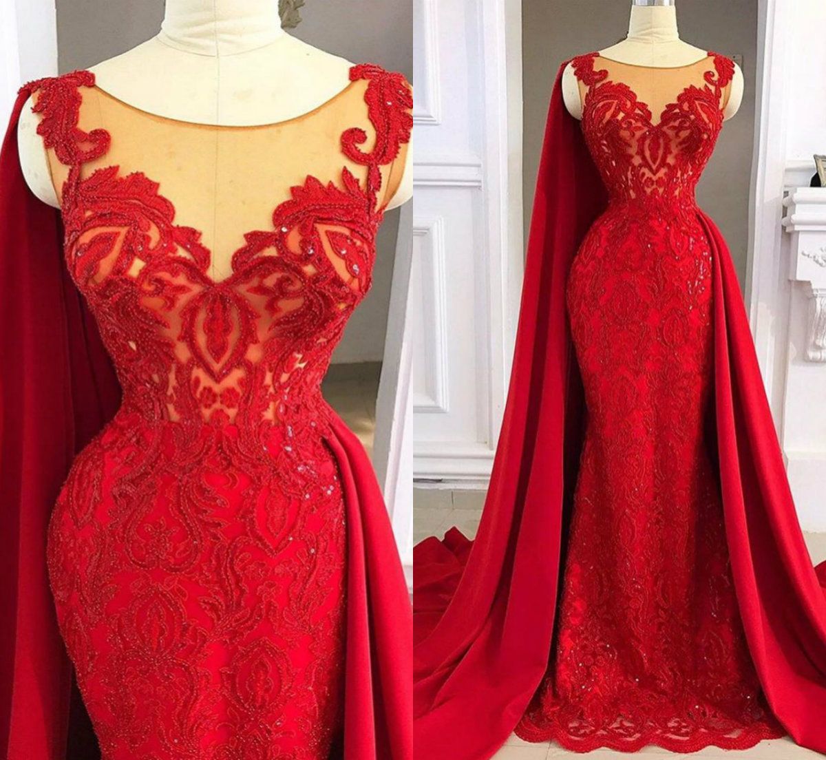 red wrap evening dress