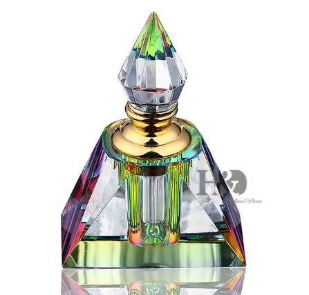 H D Vintage Pyramid Cut Glass Crystal 3ml Perfume Bottle Stopper