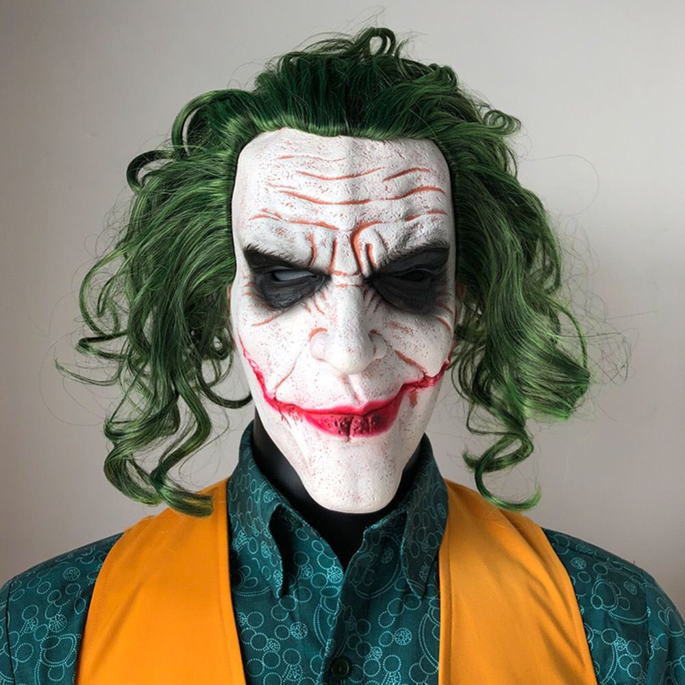 Las máscaras de látex Joker máscara de la película de Batman The Dark Knight  horror del payaso con el verde de Cosplay peluca de pelo Scary Halloween  Party Complementos Disfraz