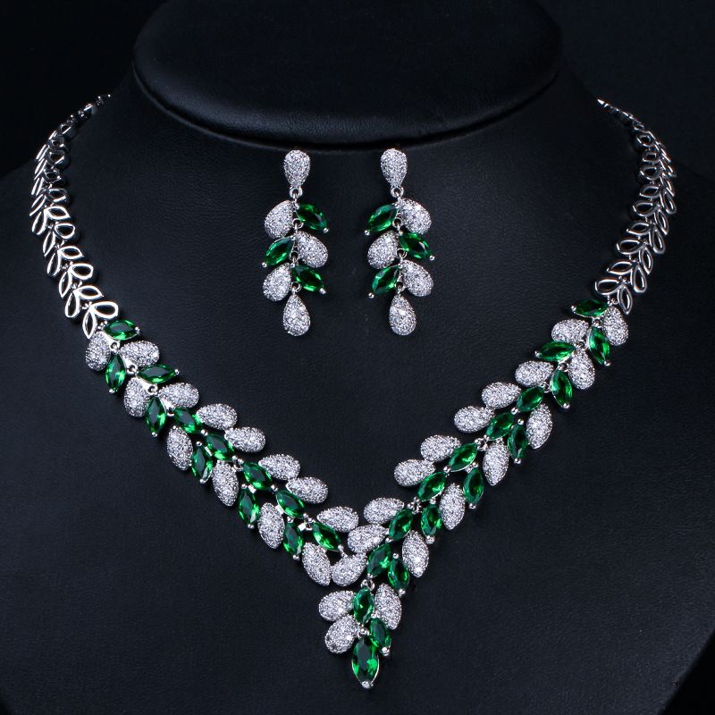 Conjunto De Joyas De Zirconia Cúbica Azul Plateado De Lujo, Conjunto De Joyas De Zirconia Cúbica Azul Plateado De Lujo,