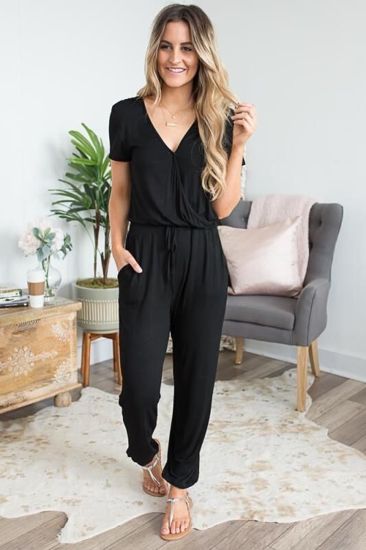 short sleeve capri jumpsuit
