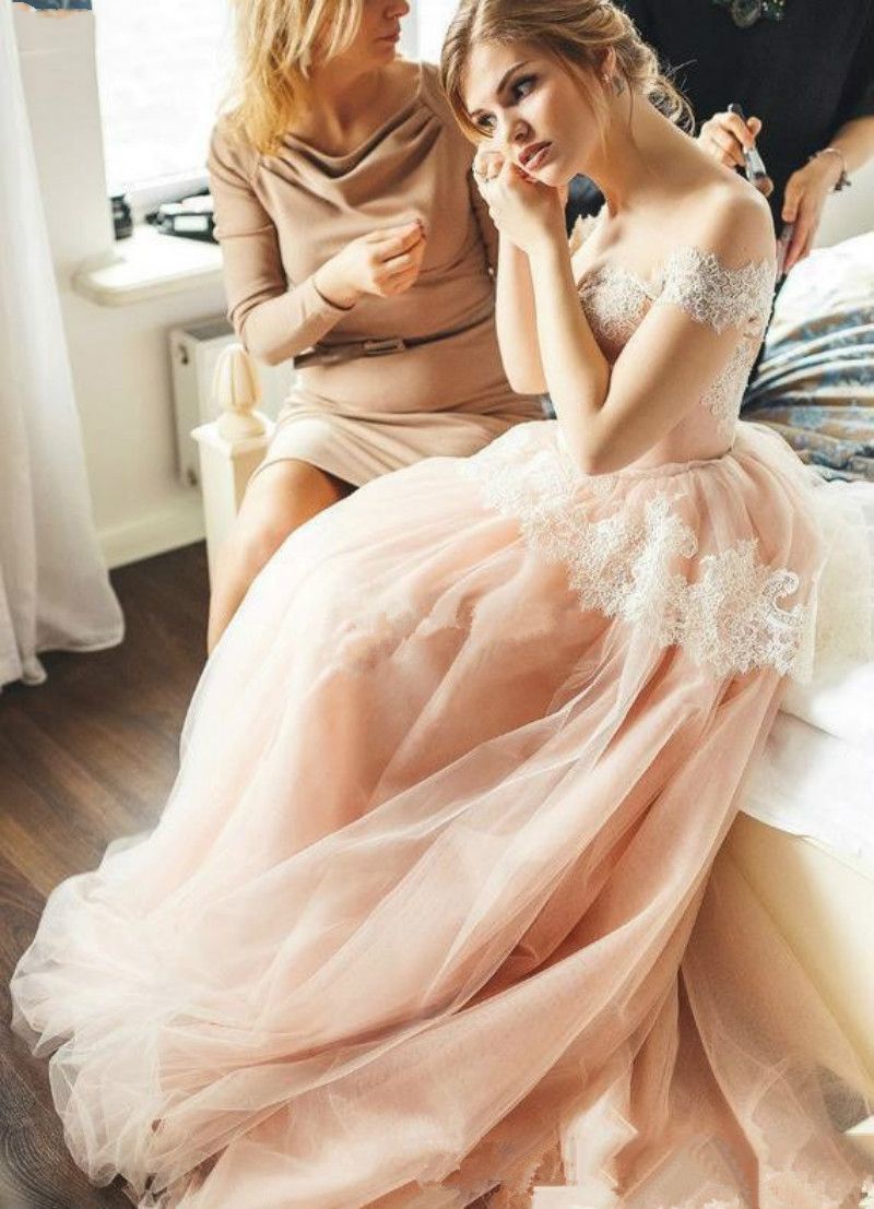 powder pink wedding dress