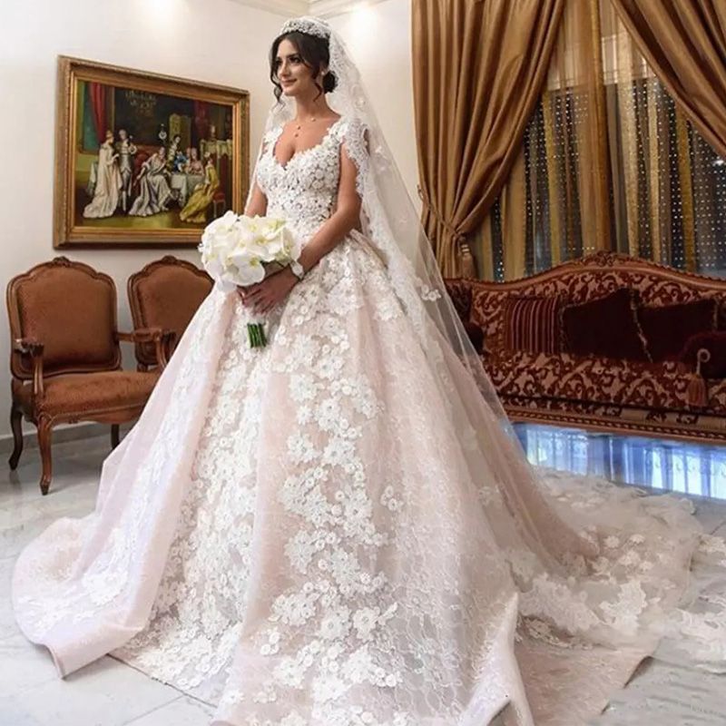 Acquistare Abiti Da Sposa Principessa Abito Da Ballo In Pizzo Pieno  Cappella Impero Abito Da Sposa Bellissimo Modesto Plus Appliques Di  Dimensioni Abiti Da Sposa Con Perline Economico | Consegna Veloce E