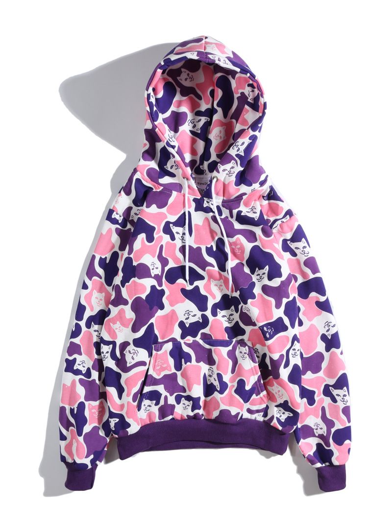 purple camo moletom com capuzs