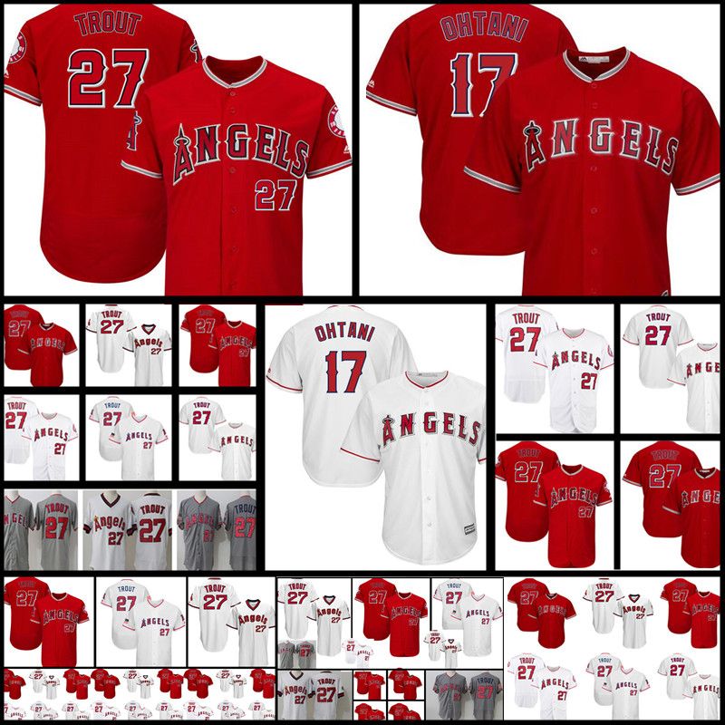 2020 Los Angeles 27 Mike Trout 17 Shohei Ohtani Jersey Mens White Red