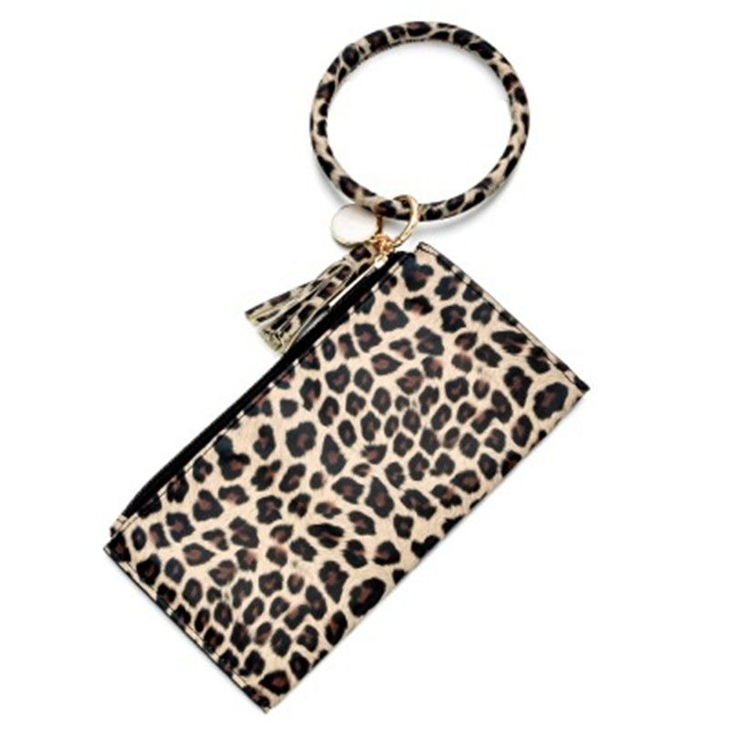 2020 2 Styles Sunflower Leopard Printed Wristlet Clutch Coin Wallet With Keychain Portable Purse ...