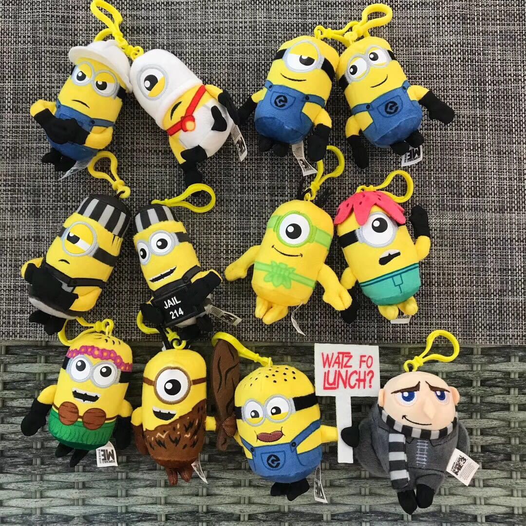 Details about   Despicable Me Yellow Minion Pom Pom Keychain Plush Key Ring Clip Key Chain NWT 