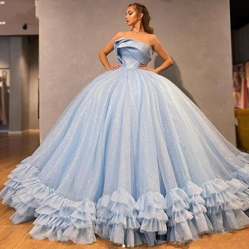 light blue gown