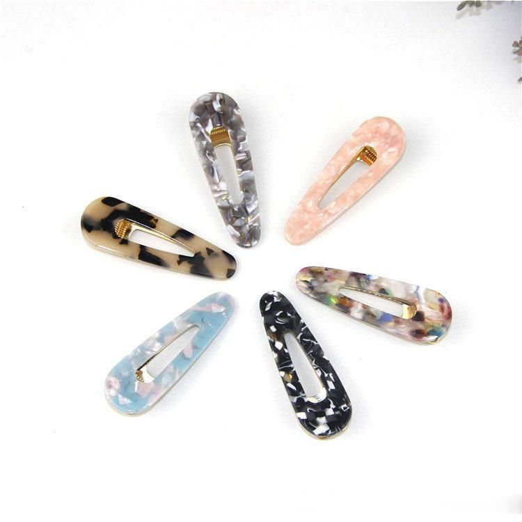 Women Vintage Leopard Resin Hair Snap Clip Tortoise Shell Slide Barrette Hairpin 