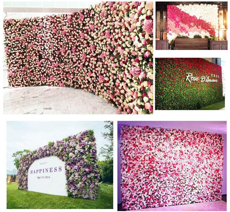 2020 40x60cm Customized Colors Silk Rose Flower Wall Wedding Decoration