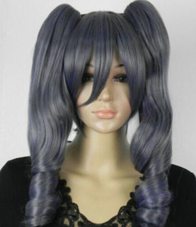 Wig Ll 002642 Black Gray Blue Curly Lolita Split Cosplay Wig Ponytail Wigs For Sale Wigs For Men From Zhe78786 34 16 Dhgate Com