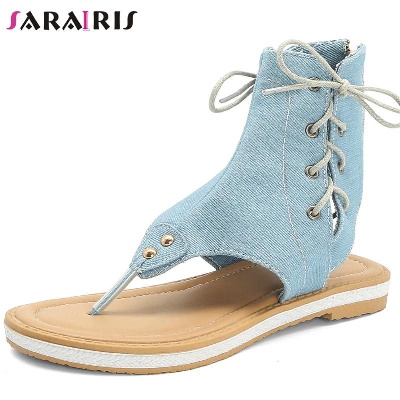 denim gladiator sandals