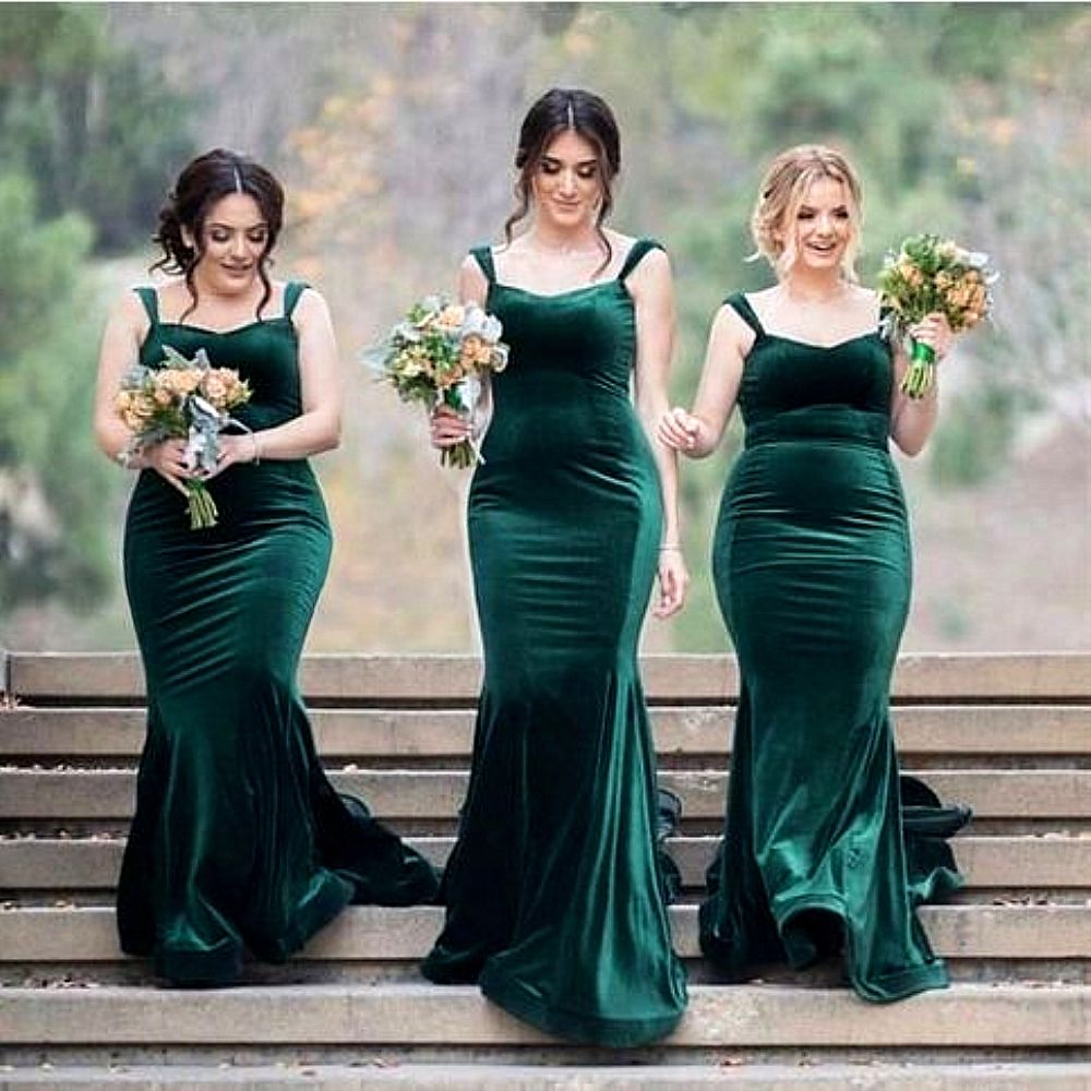 velvet bridesmaid gowns