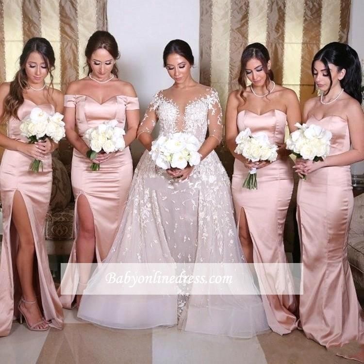 Dusky Pink Sirena Funda Split Dama Dama de honor Vestidos para las bodas de verano Bohemian Dusky Pink Sirena Funda Split Dama Dama de honor Vestidos para las bodas de verano Bohemian