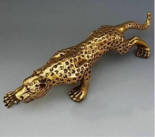 Collectable 16" Huge Bronze Collect Leopard Panther Cheetah Run Statue