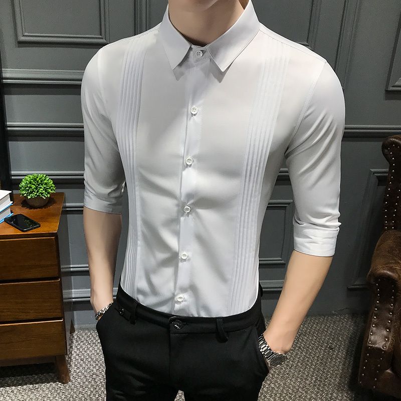 mens slim fit white button down