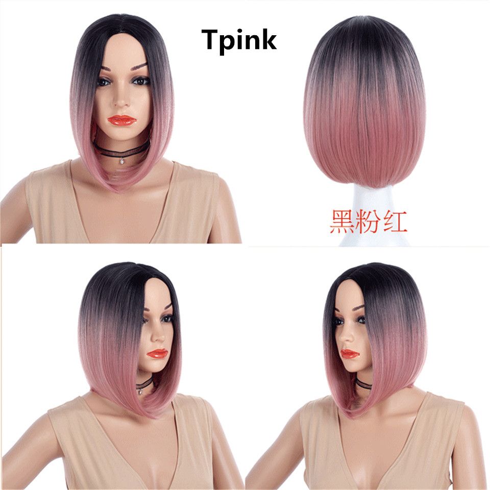 Black To Pink Ombre Hair Straight Bob Wigs Synthetic Hair Short Party Hair Cosplay Wig For Women From Yaminghairstorte 10 12 Dhgate Com