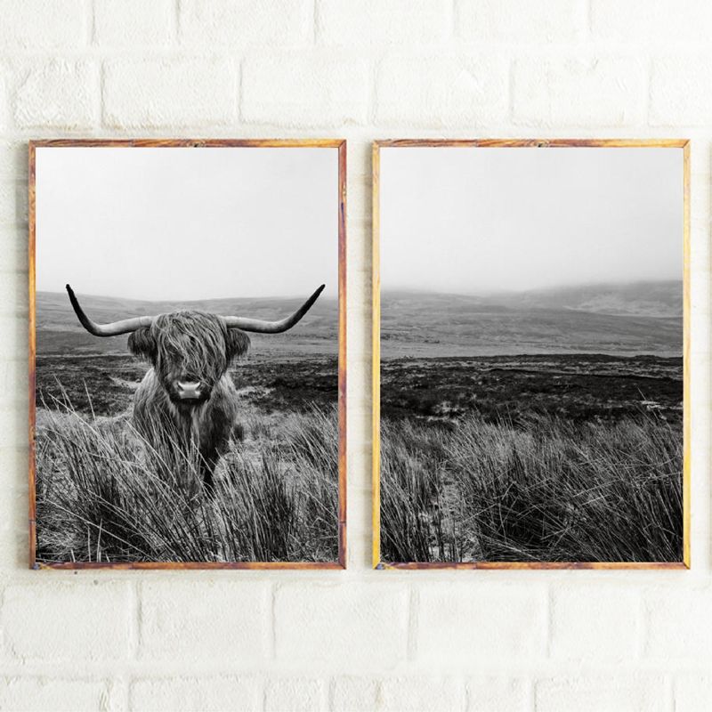 2020 Highland Cow Print And Poster Farm Animal Wall Art Scottish
